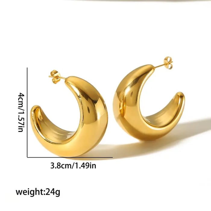 1 Pair Classic Simple Style Solid Color C Shape Stainless Steel  Gold Color Women's Stud Earrings Picture3